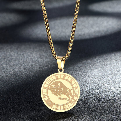 Stainless Steel Constellation Pendant Necklace Gold Medal Necklace e77c0b98 86d2 4468 9a0b 05123762b1ec