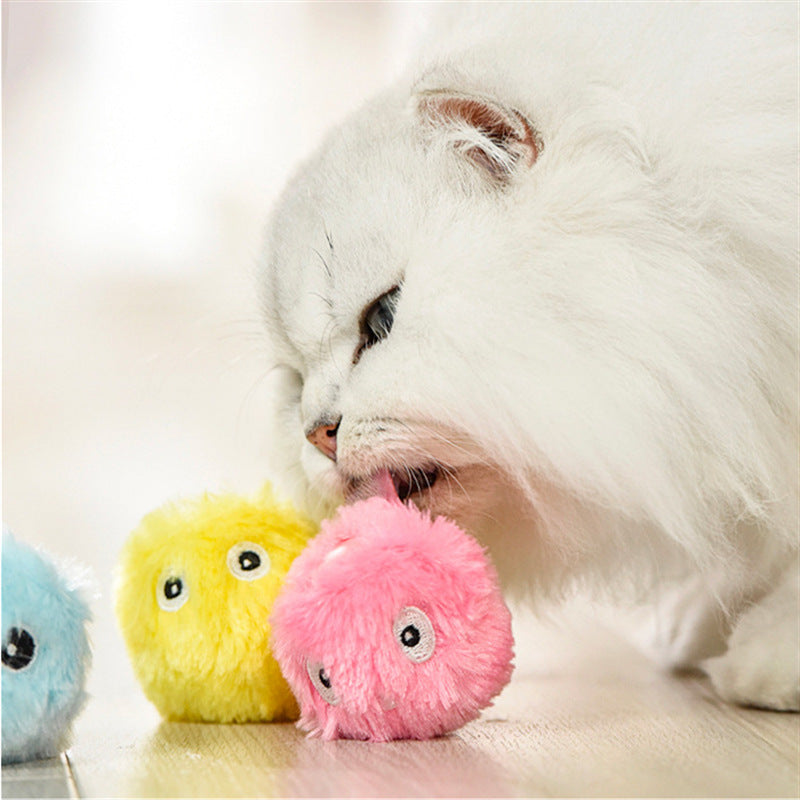 Kitty Calling Ball Toy Light-emitting Cat Teasing Ball Catnip Sound Molar Long Lasting Self-Hi Relieving Stuffy Dog Toy Pet P