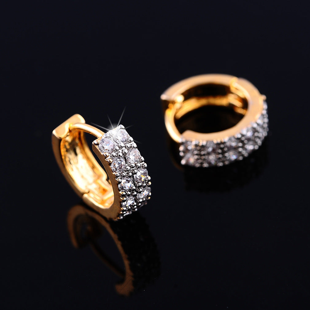 Two-color Plating Fine Zircon-embedded Earrings Women e7913367 f3c3 4420 ad42 a86737550f73