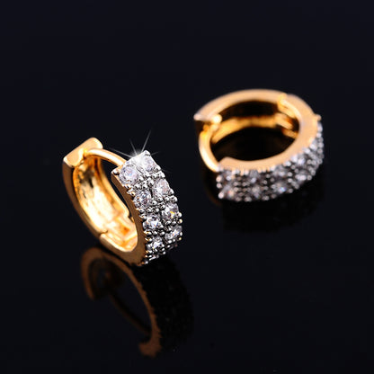 Two-color Plating Fine Zircon-embedded Earrings Women e7913367 f3c3 4420 ad42 a86737550f73