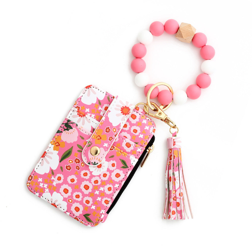 Women's Floral Print Leather Card Bag - 图片 7