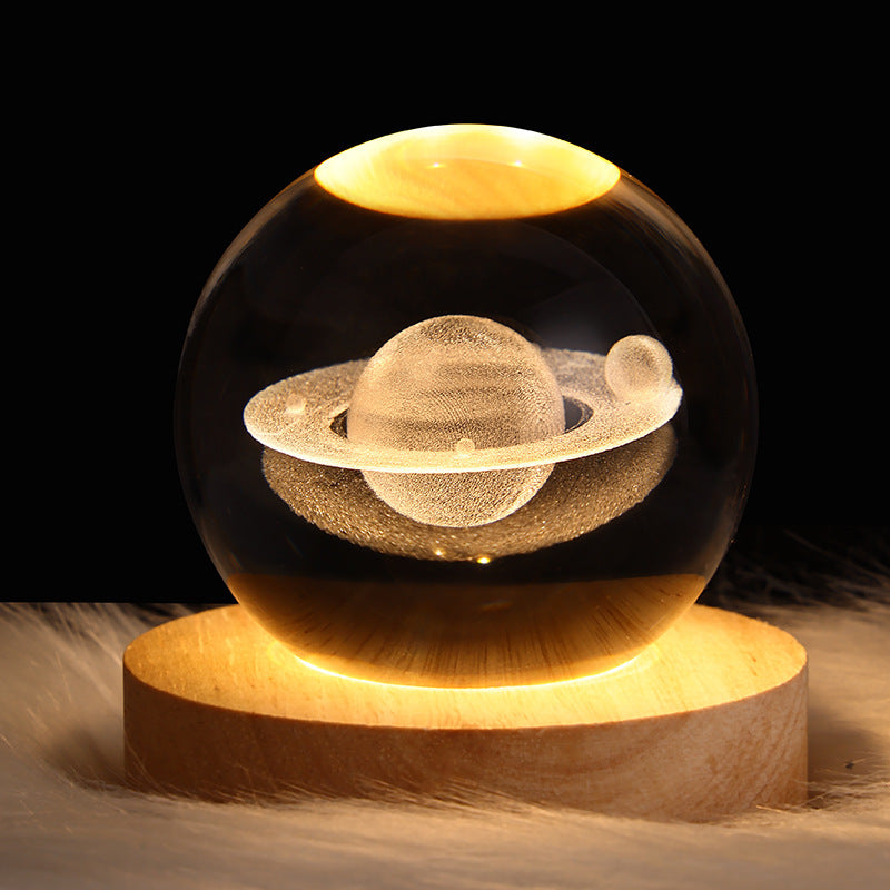 Luminous Starry Sky And Planets Moon Moon Crystal Ball Small Night Lamp Projection Ambience Light Creative Gift New Strange G