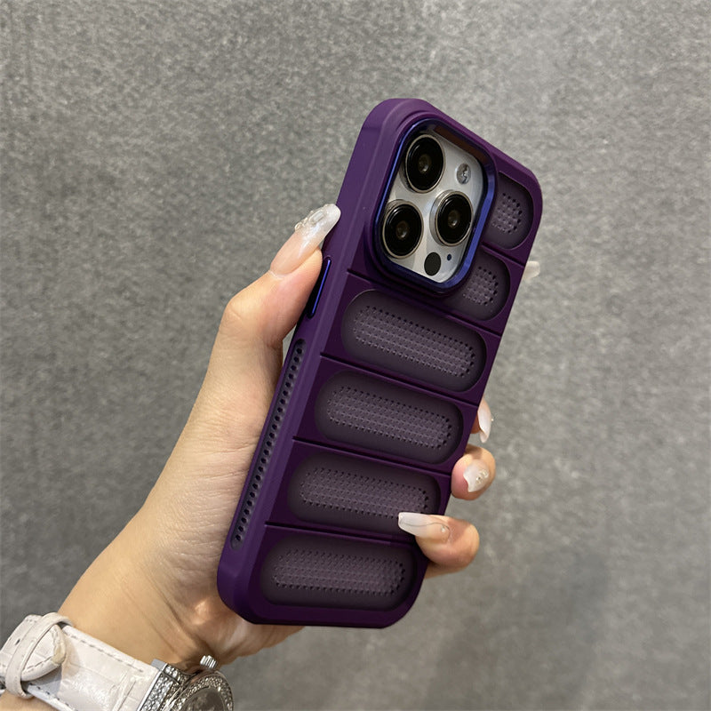 Breathable Heat Dissipation Mesh Case For ApplePhone 15 14 13 12 11 Pro Max Plus Matte Cooling Metal Lens Ring Hard Bumper Co