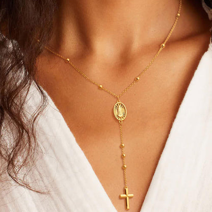 Fashion Cross Necklace Exquisite Y-shaped Bead Necklace e7a07244 ebcd 4143 8baa 79836086dfa3