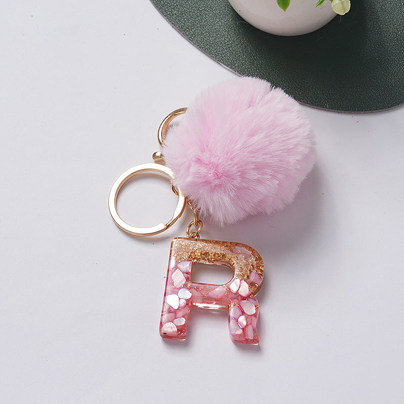 Hair Ball Pendant 26 English Letters Epoxy Keychain e7b59eb9 00bc 4eb2 a40d 2520bb08e6ec