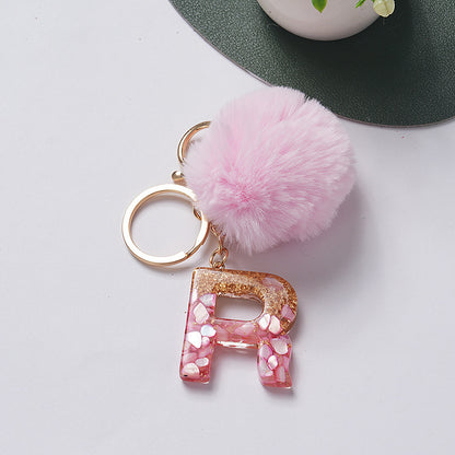 Hair Ball Pendant 26 English Letters Epoxy Keychain e7b59eb9 00bc 4eb2 a40d 2520bb08e6ec