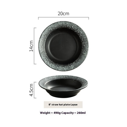 Straw Hat Plate Household Ceramic Flat Plate e7b5dfa3 2d8e 4c37 804e 5563bd3affce