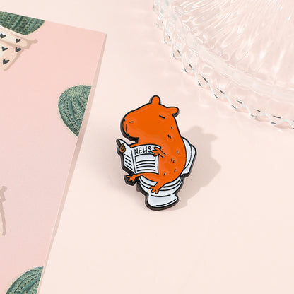 Little Mouse Toilet Reading Newspaper Shape Pin Brooch e7d02128 fe1d 4e64 ad3a 27a982d39301