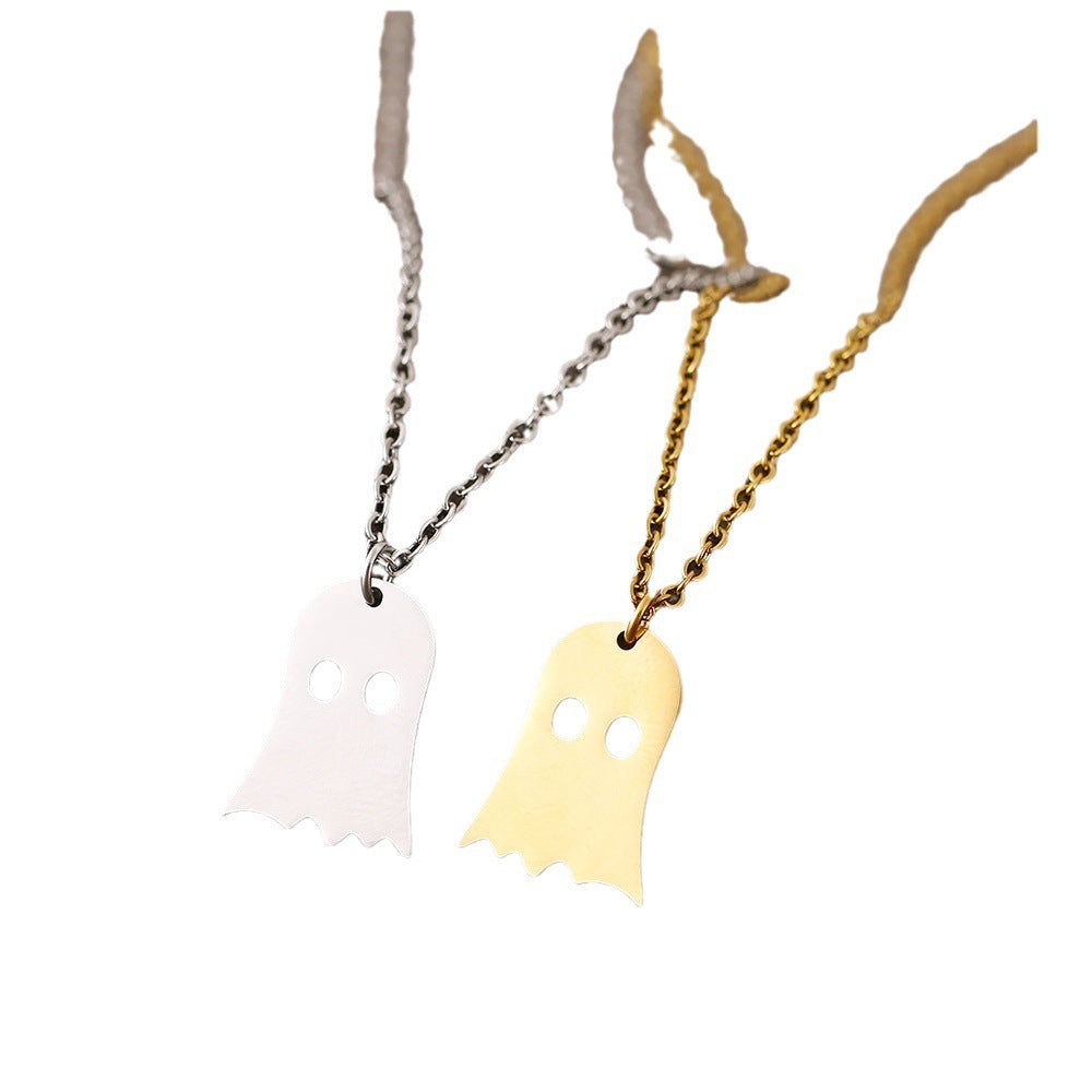 925 Silver Cute Ghost Design Halloween Necklace - HD Wireless Product #7