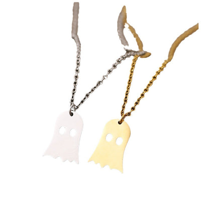 925 Silver Cute Ghost Design Halloween Necklace - HD Wireless Product #7