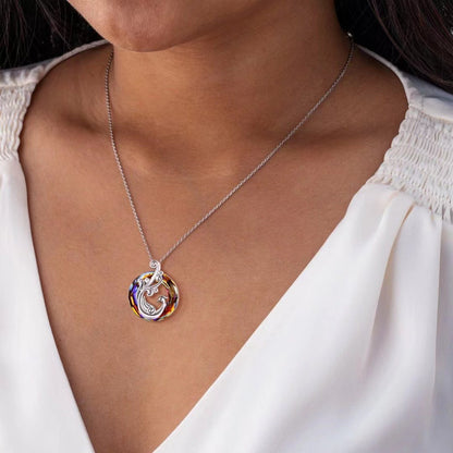Stained Crystal Glass Sunflower Round Necklace e8226567 4eaa 4de0 8ad5 f91bd71bbe03