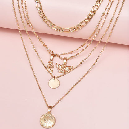 Flower Pendant Multilayer Ladies Necklace Combination Set e8446e9d 48b5 4b99 9c8f 4eac4a7874c8