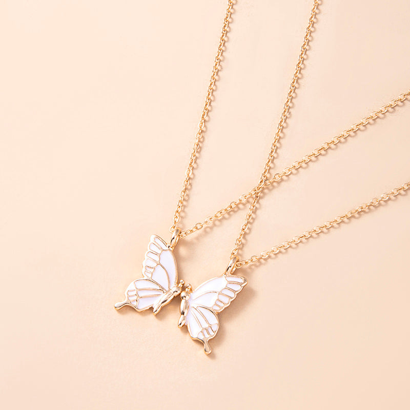1 Pair Butterfly Pendant Necklace For Women Girls Sisters Friends With Inspirational Friendship Card - HD Wireless Product #5