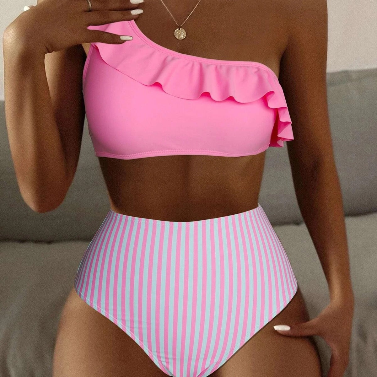 Striped Solid Color Split Bikini Women's Swimsuit e87734b2 1791 4a5e bc45 f7c93c1373a0