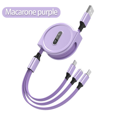 Macaron One-to-three Telescopic Data Cable 3A Fast Charge Three-in-one - 图片 7