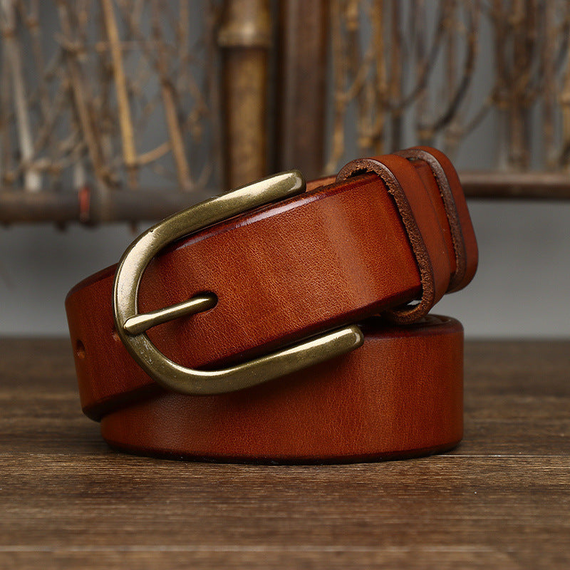 3.3CM Wide Copper Buckle Trendy Fashion Retro Belt Men - HD Wireless Product #7