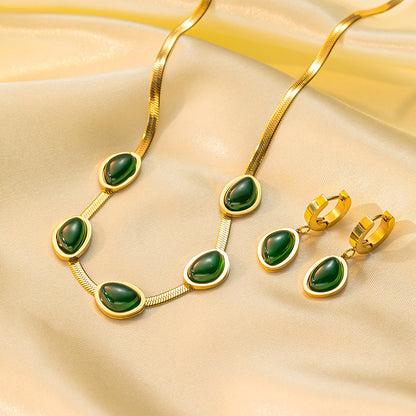 Stainless Steel Necklace Earrings Women's Jewelry Suit e90ebcab 41a9 4df5 94c0 bdfd3242fe73