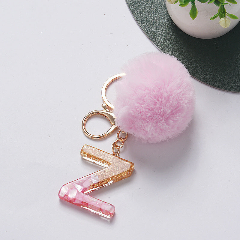 Hair Ball Pendant 26 English Letters Epoxy Keychain e91299d1 9bed 4ab3 a2e1 f4f7225bd319