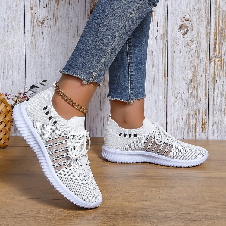 Women's Fashion Casual Flyknit Wedge Lace-up Mesh Shoes e930b94c d560 4861 a4dd f6f9ce23c527