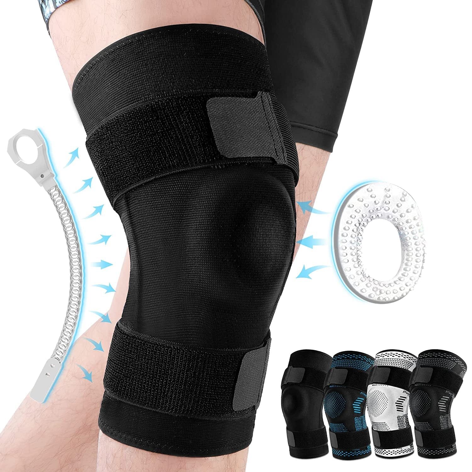 Knitted Breathable Silicone Strap Compression Sports Knee Leg Guards e937114b 0247 4041 9f8f d7608352536e