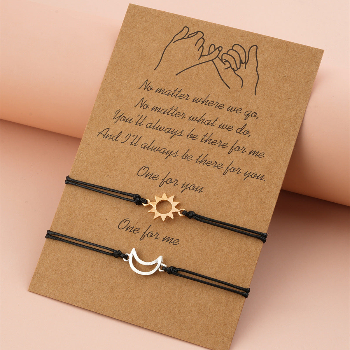 Simple Alloy Sun And Moon Wax Wire Weaving Adjustable Card Lovers Bracelet e9486c5d 59e6 4851 a418 39f7f36168d1