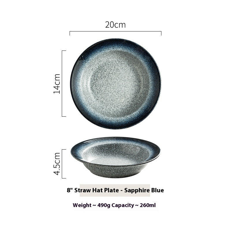 Straw Hat Plate Household Ceramic Flat Plate e9641d60 419a 4ed3 8b47 96dc63f7d0e5
