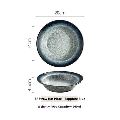 Straw Hat Plate Household Ceramic Flat Plate e9641d60 419a 4ed3 8b47 96dc63f7d0e5