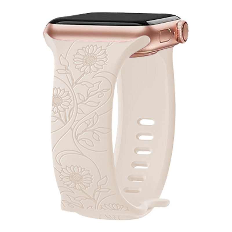 Laser Carved Embossed Brocade Sunflower Silicone Strap e97337c5 3b92 427e be23 a62a6595b93d
