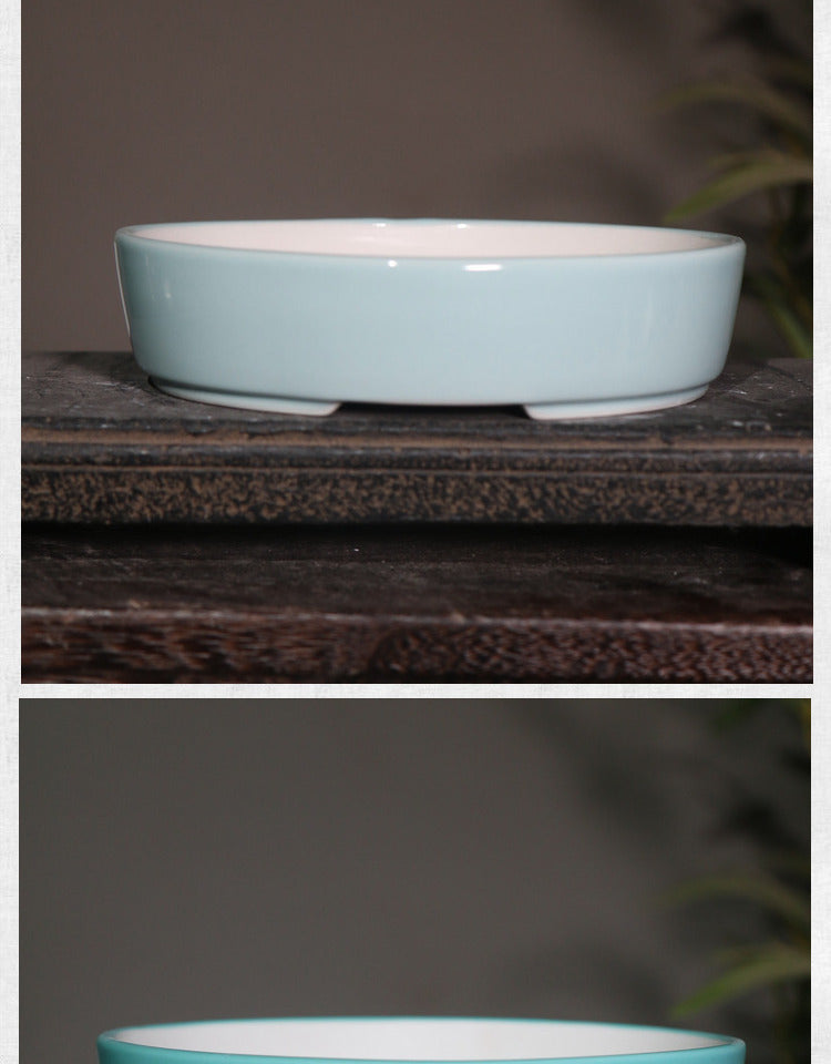 Desktop Oval Ceramic Purple Clay Flowerpot e976c3f2 5c07 40a4 bfd5 47954e6f61db
