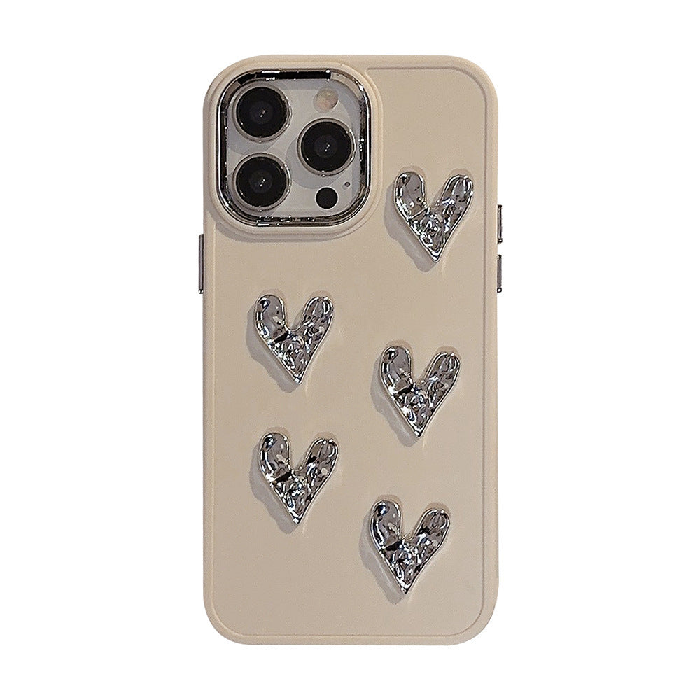 Pleated Metallic Electroplating Heart Mobile Phone Shell e9bd44cf 58c3 4135 9b80 e49138f8f9e7