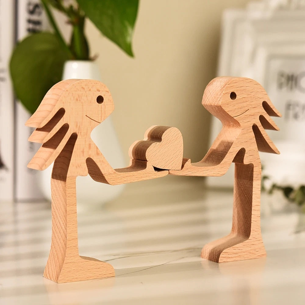 DIY Figurine Wood Dog Ornament Sculpture Home Decoration A Man A Dog Wood Sculpture Christmas Gifts Model Decor e9db986b 65f1