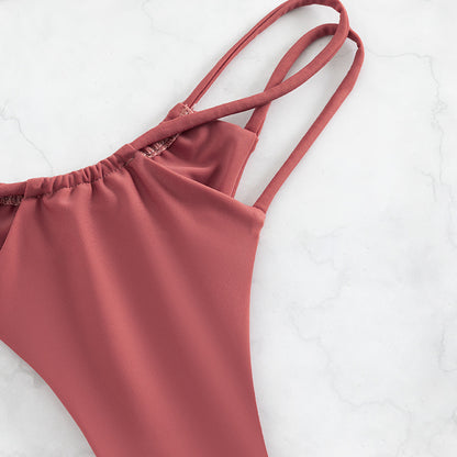 Women's Bikini Swimwear Solid Color Double Layer Fabric Split e9fc0017 f80e 4fb3 a017 d89d65e97be6