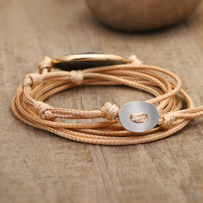 Irregular Shining Stone Labradorite Multi Turn Hand-woven Wax Thread Bracelet Hand Rope ea0a94d6 40d9 4a13 973f 717b438026bf