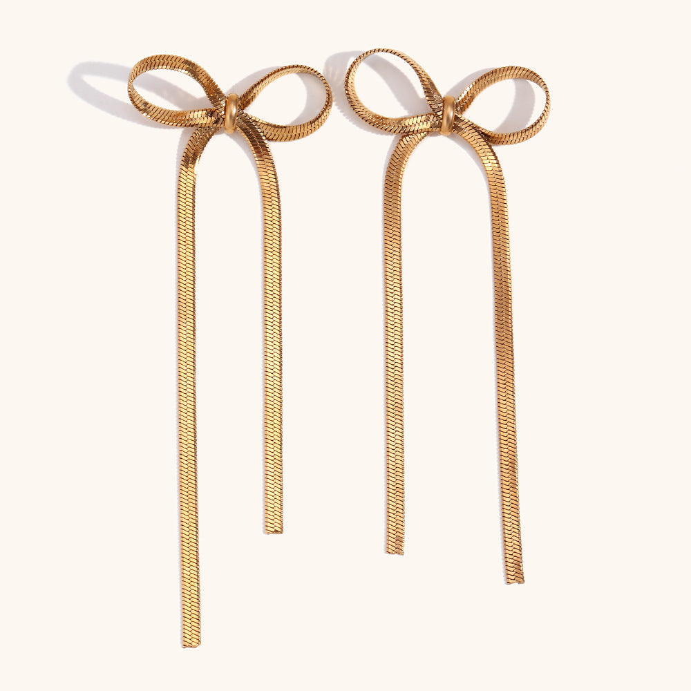 Women's Fashion Blade Chain Bow Earrings ea1c5110 bcb7 418f 9b87 f5bbf3dd0745