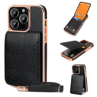 Litchi Pattern Wallet Lanyard Phone Case For 14 ea38626d 30c0 4dce bfbb 1d4dadd479e6