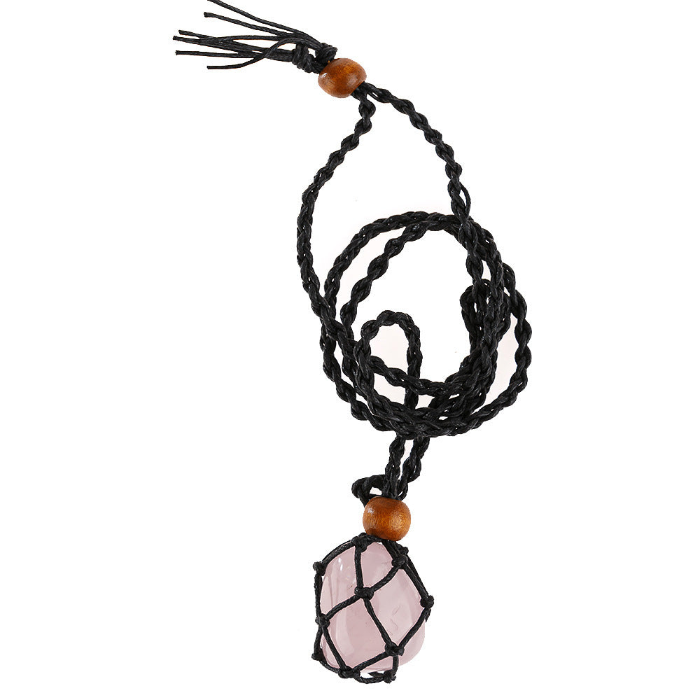 Labradorite Natural Stone Pendant Wrap Braid Necklace Macrame eab9192f f384 4b44 afca 7b9df408af29