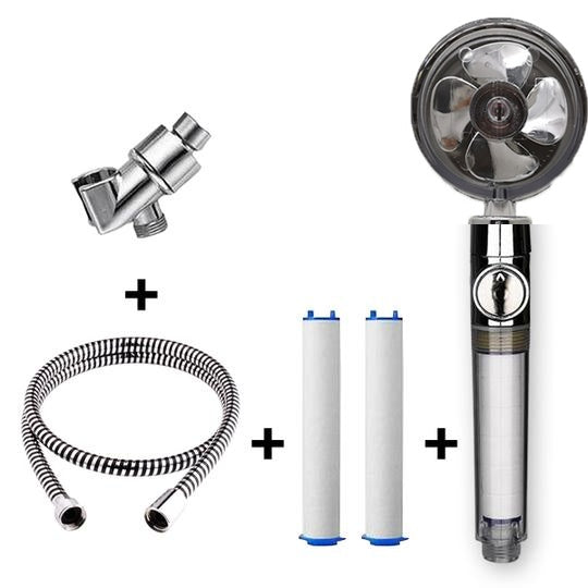 Propeller Driven Shower Head With Stop Button And Cotton Filter Turbocharged High Pressure Handheld Shower Nozzle eac22eb8 e6