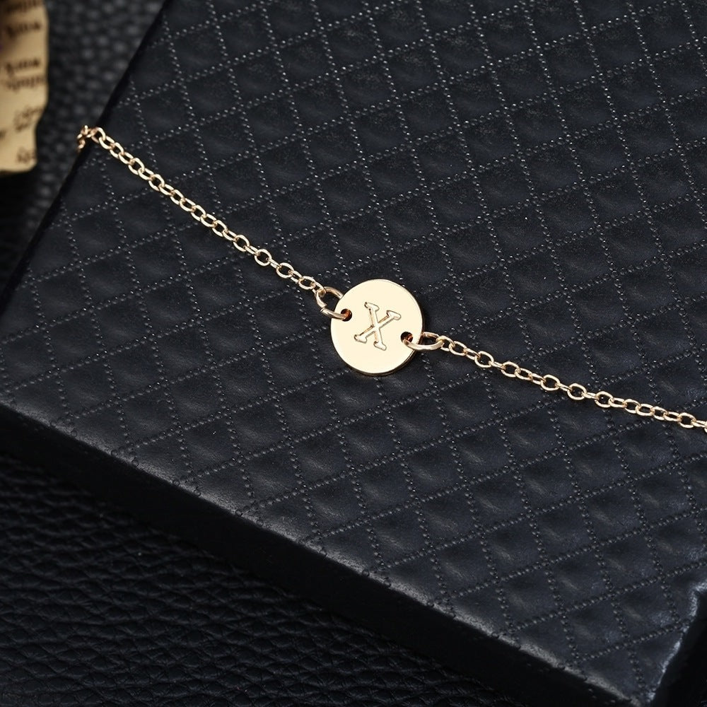 DIY Letter Bracelet Anklet Gold Small Circle Glossy Letter Bracelet eade4ac5 7b96 4fc4 bd61 58715df90e2e