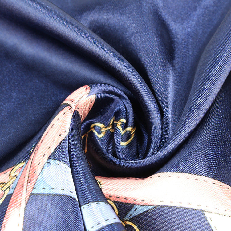 Chain Printed Scarf Women's Casual Scarf 90 90cm Satin Large Kerchief eb1cd7af 8e4c 454f 8773 6f20621a330c