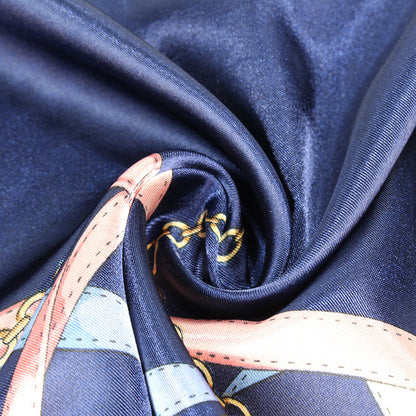 Chain Printed Scarf Women's Casual Scarf 90 90cm Satin Large Kerchief eb1cd7af 8e4c 454f 8773 6f20621a330c