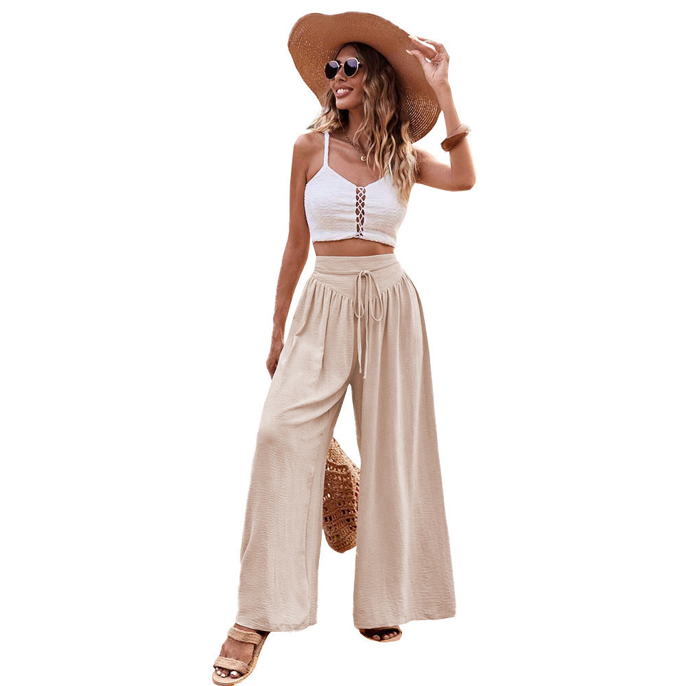 Simple Elegant Style Wide-leg Casual Pants Women eb1d2ab8 dc94 4e82 838d 2d0d7bddc421