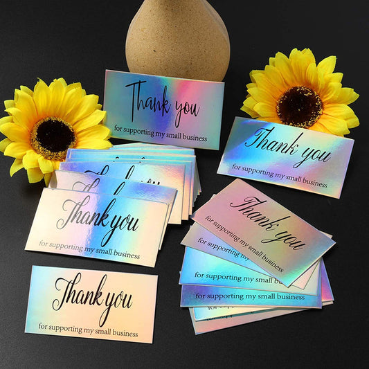 50 Laser Rainbow Thank You Cards - HD Wireless Product #1