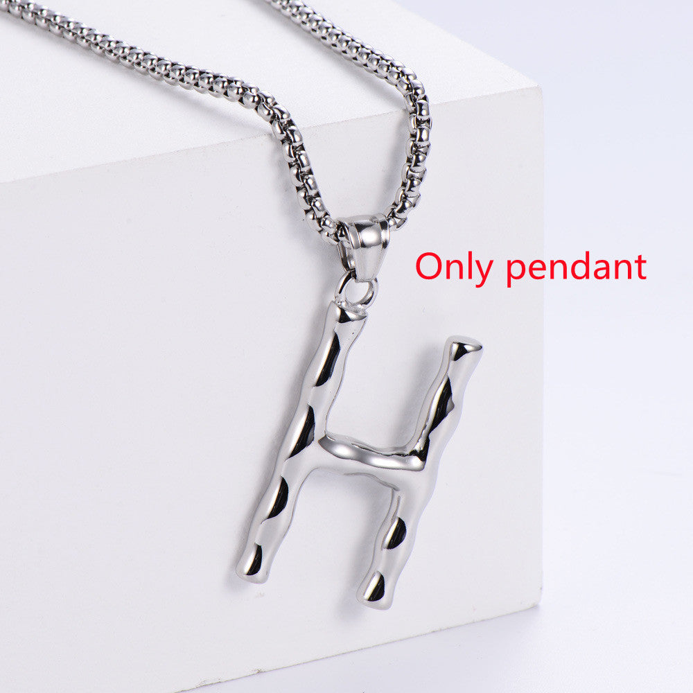 Three-dimensional 26 English Letter Pendant Necklace Fashion Jewelry Titanium Steel Couple Ornament eb2bb28b 7190 42bc 8faa 6