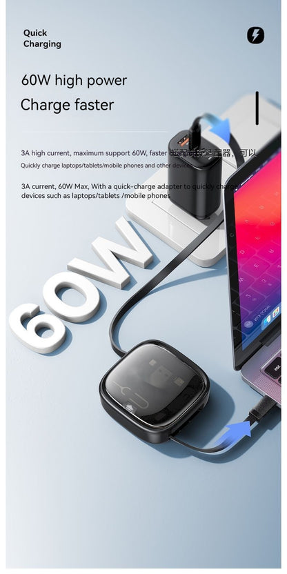 Data Cable Flexible Wire Storage 60W Fast Charging Multi-function Mobile Phone Charging Interface Box - 图片 6