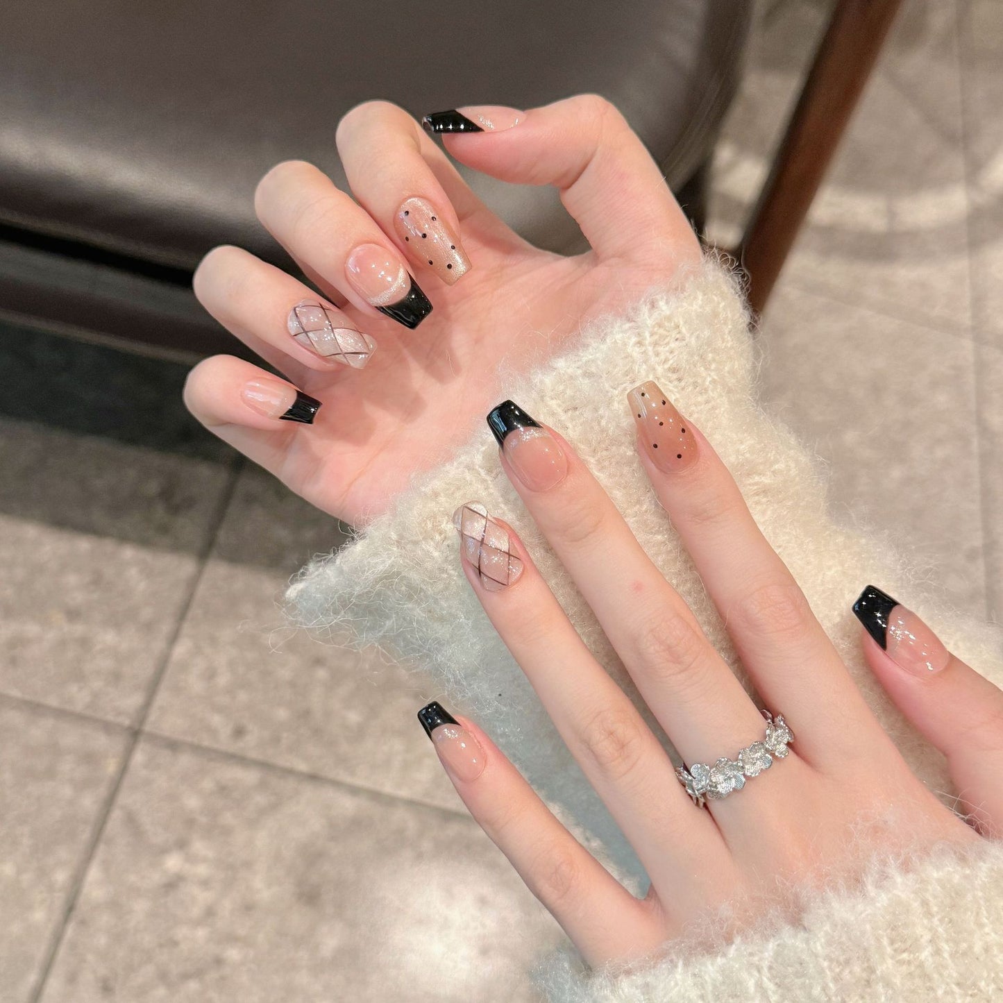 French Black Edge Classic Style Handmade Wearable Manicure eb337286 307c 4031 a60a 671e0fee6911