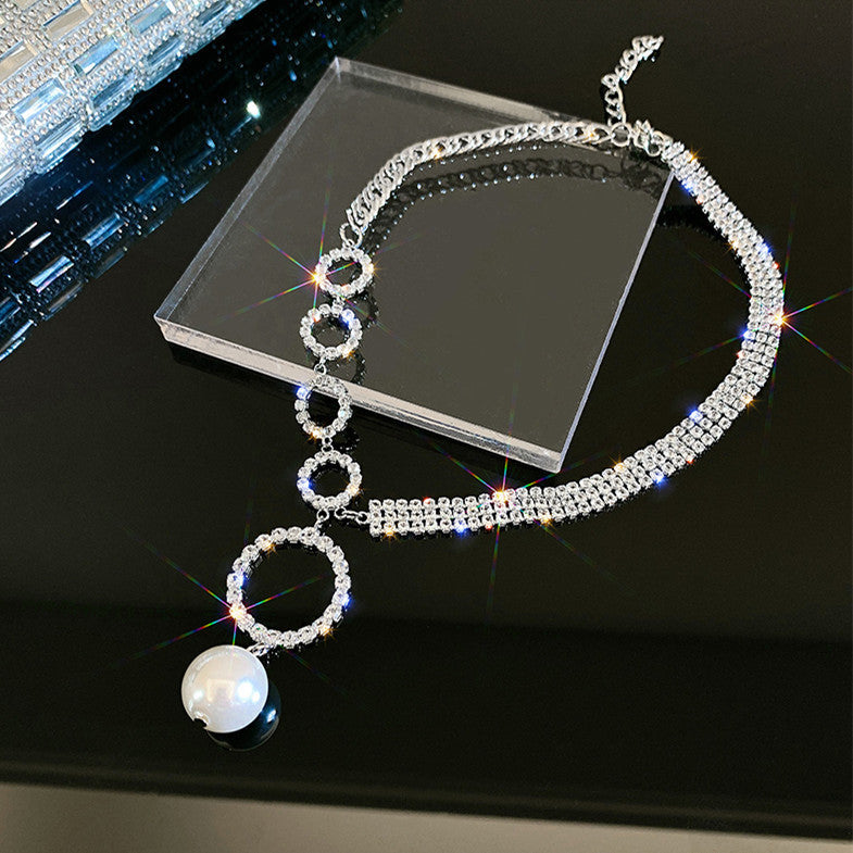European And American Style Temperament Full Diamond Ring Pearl Necklace eb378ce0 b9a6 4fe2 8358 218189330671