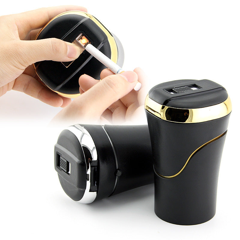 Push-pull Lighter Accessories Smokeless Detachable USB Rechargable Car Ashtray Home Portable Smell Proof With Lid LED Blue Li