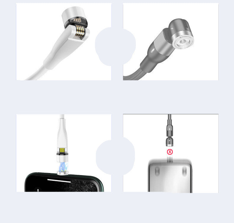Three In One Data Cable 540 Degree Rotation Spherical Magnetic Charging - 图片 2