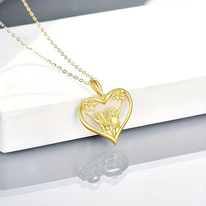 Fashion Sunflower Heart Pendant Necklace eb6ea0e0 d903 4c74 a6a7 f11b9e4eb39f