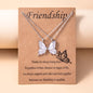1 Pair Butterfly Pendant Necklace For Women Girls Sisters Friends With Inspirational Friendship Card - HD Wireless Product #9